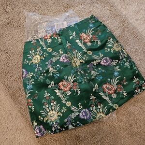 Forever 21 Emerald Embroidered Oriental Fabric Mini